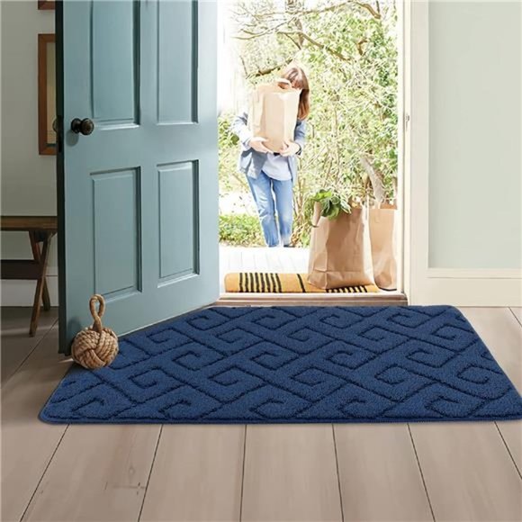 Indoor Doormat, Front Door Mat for Entrance (20"x32"Navy Blue) Machine Washable - Picture 4 of 6
